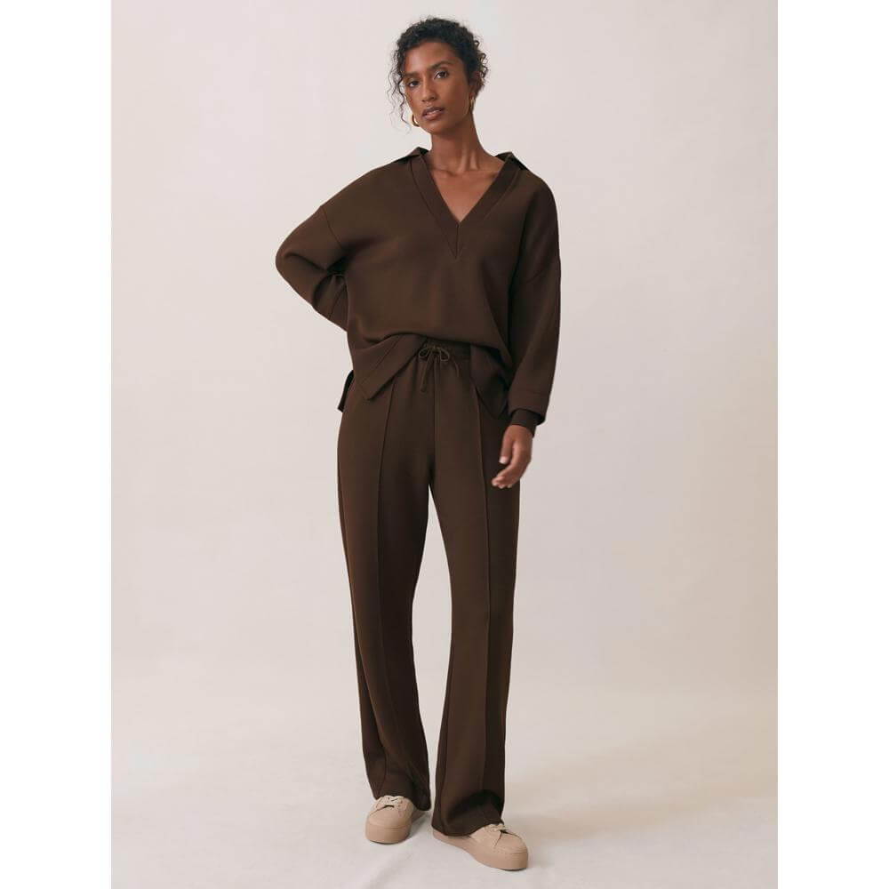 REISS Bernie Premium Interlock Wide-Leg Joggers